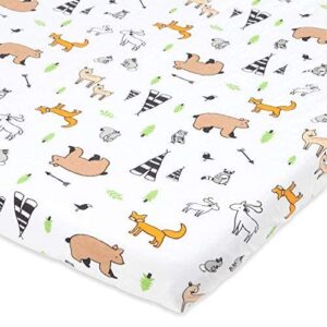 cuddly cubs graco pack n play fitted sheet – woodland playard sheet – snuggly soft jersey cotton mini crib sheet for boy, girl – 1 pc