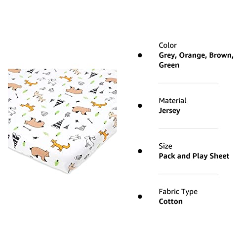 Cuddly Cubs Graco Pack n Play Fitted Sheet – Woodland Playard Sheet – Snuggly Soft Jersey Cotton Mini Crib Sheet for Boy, Girl – 1 Pc