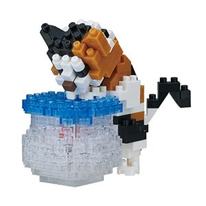 nanoblock - fishbowl cat [cats], collection series building kit, multicolored, nbc_272