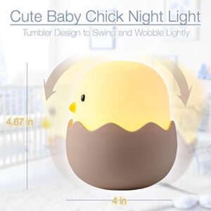 Night Light for Kids | Baby Nursery Lamp with Touch Controls | Cute Chick Bedside Nightlight for Nursing/Breastfeeding | USB Rechargeable | Newborn or Toddler Bedroom Decor for Boys and Girls