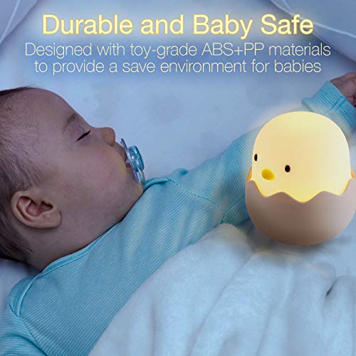 Night Light for Kids | Baby Nursery Lamp with Touch Controls | Cute Chick Bedside Nightlight for Nursing/Breastfeeding | USB Rechargeable | Newborn or Toddler Bedroom Decor for Boys and Girls