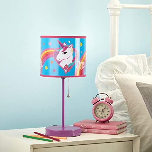 Idea Nuova JoJo Siwa Unicorn Stick Table Kids Lamp Metal with Pull Chain, Themed Printed Decorative Shade