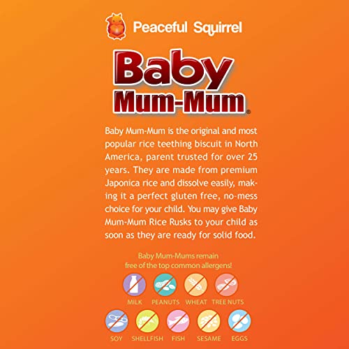 Peaceful Squirrel Variety, Hot-Kid Baby Mum-Mum Rice Rusks Variety Pack of 6 (Organic Original, Banana, Vegetables, Apple & Pumpkin, Carrot & Sweet Potato, Blueberry & Goji) - 1.76 Ounce