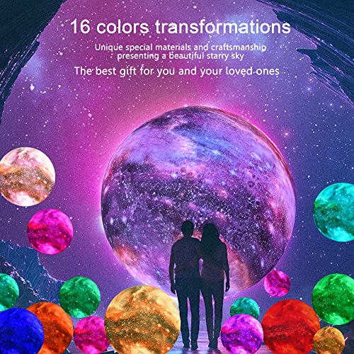 HYODREAM5.9' Moon Lamp Kids Night Light Galaxy Lamp 16 Colors LED Moon Light with Rechargeable Battery Touch & Remote Control as Birthday Gifts for Boys/Girls/Kids