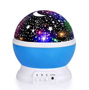 luckkid baby night light moon star projector 360 degree rotation - 4 led bulbs 9 light color changing with usb cable, unique gifts for men women kids best baby gifts