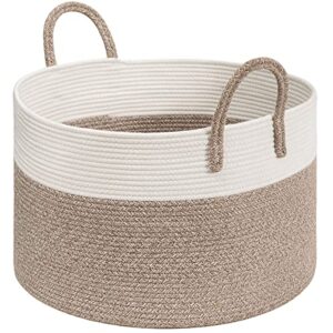 indressme cotton rope basket extra large woven basket for blankets toy basket baby laundry basket with big handles rope hamper storage bin for organizer toy pillow living room, 21 d x 14 h inches
