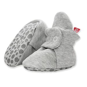 zutano unisex organic cotton baby booties with gripper soles, gray heather, 3m