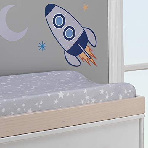 Lambs & Ivy Milky Way Gray/White Stars Minky Baby Changing Pad Cover