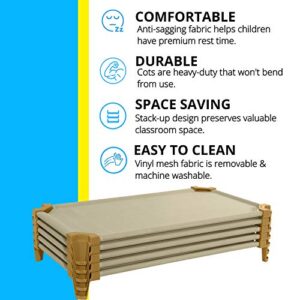 Wood Designs WD87800TN Stackable Daycare Cots for Kids, Naptime/Sleeping Cots for Preschool, Daycare, Kindergarten [Set of 6], 52"L x 22.25"W, Tan, Ready-to-Assemble