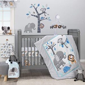 bedtime originals jungle fun 3-piece crib bedding set, blue/gray(pack of 1)