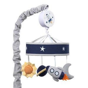 lambs & ivy milky way musical baby crib mobile - blue/navy/gray space theme