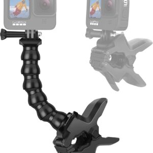 Jaw Flex Clamp Mount with Adjustable 8-Section Goose Neck Compatible with GoPro Hero (2018) GoPro Hero 7 6 5 4 3+ Session, Xiaomi Yi, Sjcam and Other Action Cameras