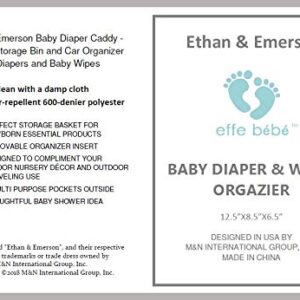 Ethan & Emerson Baby Diaper Caddy - Nursery Storage Bin and Car Organizer for Diapers and Baby Wipes (Navy Shuttle)