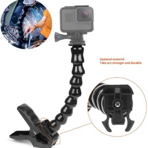 Jaw Flex Clamp Mount with Adjustable 8-Section Goose Neck Compatible with GoPro Hero (2018) GoPro Hero 7 6 5 4 3+ Session, Xiaomi Yi, Sjcam and Other Action Cameras