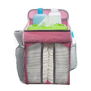 hanging baby diaper caddy organizer for crib changing table or wall nursery organizer infant newborn baby playard diaper organizer storage baby essentials pink