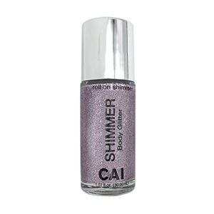 cai beauty nyc platinum glitter | easy to apply, easy to remove | roll on shimmer for body, face and hair | holographic cosmetic grade glamour