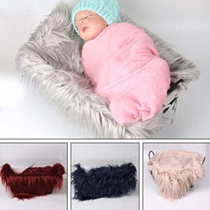 CALIDAKA Baby Photo Props Blanket, Newborn Faux Fur Photography Basket Stuffer Rug, Beanbag Background Backdrop Mat (4#,White)