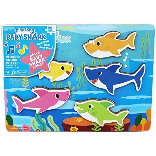 Pinkfong Baby Shark Musical Wood Sound Puzzle- Plays Song Baby Shark Toys Toddler Toys Kids Toys Baby Shark Birthday Decorations for Ages 2+