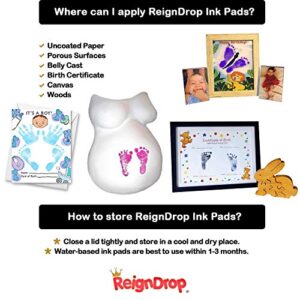 ReignDrop Ink Pad For Baby Footprint, Handprint, Create Impressive Keepsake Stamp, Non-Toxic and Acid-Free Ink, Easy To Wipe and Wash Off Skin, Smudge Proof, Long Lasting Keepsakes (Black)