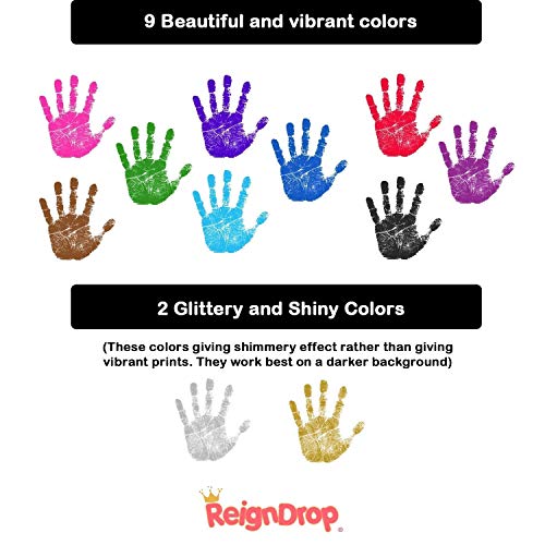 ReignDrop Ink Pad For Baby Footprint, Handprint, Create Impressive Keepsake Stamp, Non-Toxic and Acid-Free Ink, Easy To Wipe and Wash Off Skin, Smudge Proof, Long Lasting Keepsakes (Black)