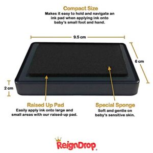 ReignDrop Ink Pad For Baby Footprint, Handprint, Create Impressive Keepsake Stamp, Non-Toxic and Acid-Free Ink, Easy To Wipe and Wash Off Skin, Smudge Proof, Long Lasting Keepsakes (Black)