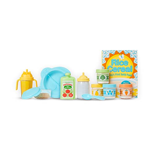 Melissa & Doug Mine to Love Mealtime Play Set for Dolls with Bottle, Pretend Baby Food Jars, Snack Pouch, More (24 pcs)