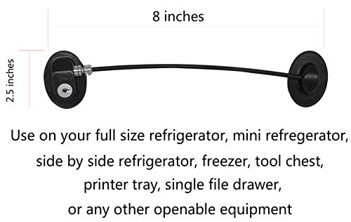 2 Pack Refrigerator Door Locks with 4 Keys, File Drawer Lock, Freezer Door Lock and Child Safety Cabinet Locks by REZIPO Black