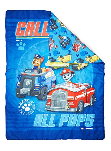 Paw Patrol Calling All Pups 4 Piece Toddler Bedding Set - Includes Quilted Comforter, Fitted Sheet, Top Sheet, and Pillow Case for Boys Bed, Blue