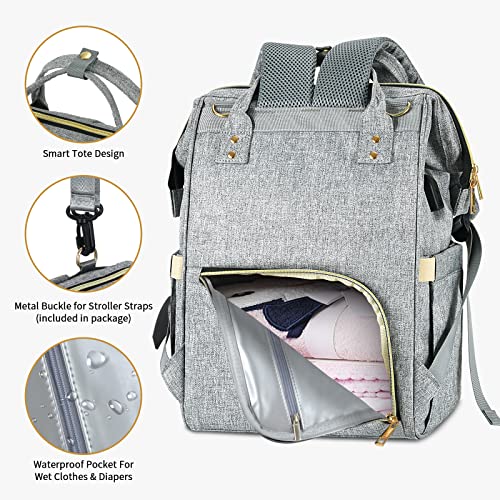 Mokaloo Diaper Bag Backpack, Large Baby Bag for Boys & Girls,Travel Backpack with USB Charging Port for Moms Dads, Anti-Water Maternity Nappy Changing Bags with Stroller Straps, Baby Registry Search