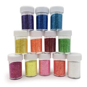 Allgala 12 Assorted Color Fine Glitter Shake Jars for for Arts and Crafts Painting Scrapbook Makeup Slime Party Supply