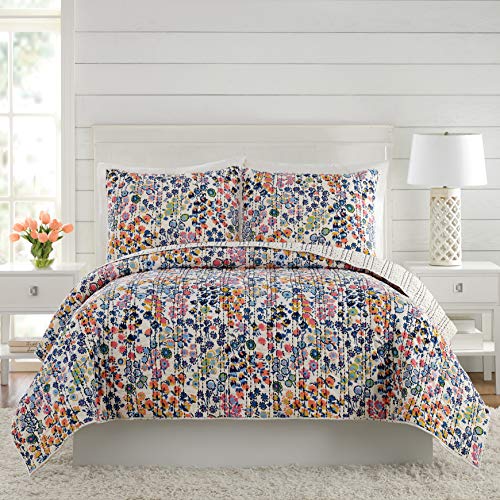 Vera Bradley Petite Floral Quilt, Full Queen, Blue