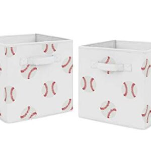 Sweet Jojo Designs Red and White Sports Organizer Storage Bins for Baseball Patch Collection - Set of 2