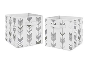 sweet jojo designs grey and white woodland mod arrow organizer storage bins for collection - set of 2