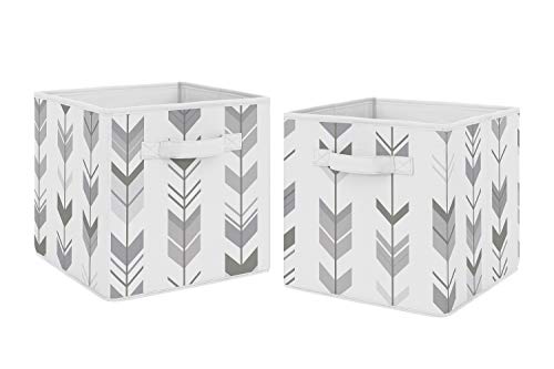 Sweet Jojo Designs Grey and White Woodland Mod Arrow Organizer Storage Bins for Collection - Set of 2