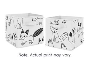 sweet jojo designs organizer storage bins for black and white fox collection - set of 2