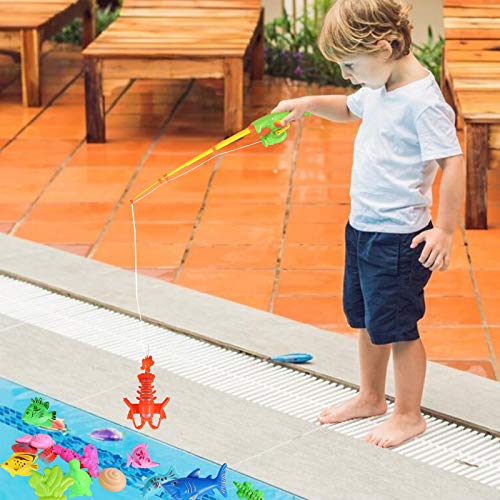 Max Fun Magnetic Fishing Water Toys for Kids Ages 3-5 with Magnet Pole Rod Net, Plastic Floating Fish for Toddler Outdoor Toys, Summer Toys, Bath Toys for Kids Ages 4-8