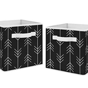 Sweet Jojo Designs Black and White Woodland Arrow Organizer Storage Bins for Rustic Patch Collection - Set of 2