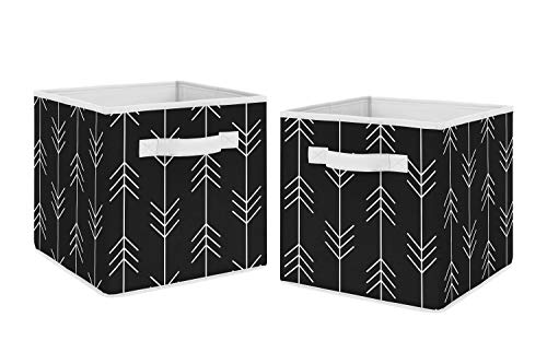 Sweet Jojo Designs Black and White Woodland Arrow Organizer Storage Bins for Rustic Patch Collection - Set of 2