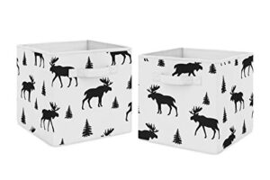sweet jojo designs black and white woodland moose organizer storage bins for rustic patch collection - set of 2