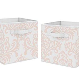 Sweet Jojo Designs Blush Pink and White Damask Organizer Storage Bins for Amelia Collection - Set of 2