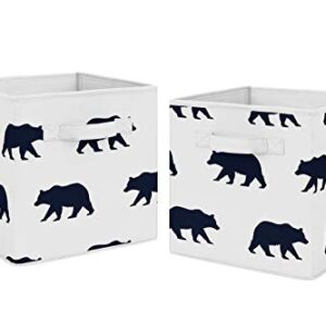 Sweet Jojo Designs Navy Blue and White Woodland Organizer Storage Bins for Big Bear Collection - Set of 2