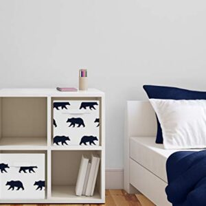 Sweet Jojo Designs Navy Blue and White Woodland Organizer Storage Bins for Big Bear Collection - Set of 2