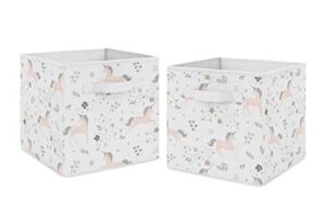 sweet jojo designs pink, grey and gold unicorn organizer storage bins for collection - set of 2