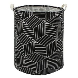 mziart 19.7" large geometric printed foldable laundry hamper bag laundry basket sorter, canvas fabric storage basket bin home organizer containers for nursery baby kids toys