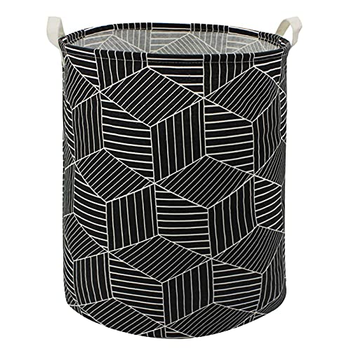 Mziart 19.7" Large Geometric Printed Foldable Laundry Hamper Bag Laundry Basket Sorter, Canvas Fabric Storage Basket Bin Home Organizer Containers for Nursery Baby Kids Toys