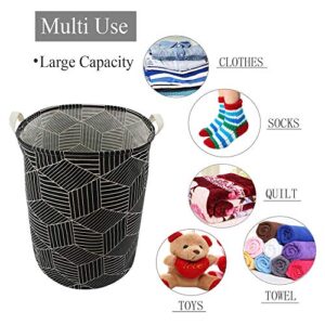 Mziart 19.7" Large Geometric Printed Foldable Laundry Hamper Bag Laundry Basket Sorter, Canvas Fabric Storage Basket Bin Home Organizer Containers for Nursery Baby Kids Toys