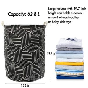 Mziart 19.7" Large Geometric Printed Foldable Laundry Hamper Bag Laundry Basket Sorter, Canvas Fabric Storage Basket Bin Home Organizer Containers for Nursery Baby Kids Toys