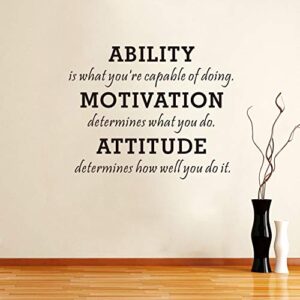 Ability Motivation Attitude Wall Decal Inspirational Quotes Sayings Decals Removable Vinyl Sticker Kids Room Living Room Bedroom Classroom Office Home Decor