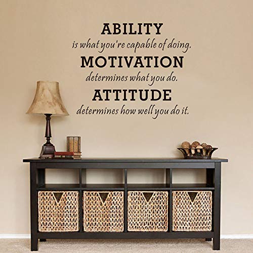 Ability Motivation Attitude Wall Decal Inspirational Quotes Sayings Decals Removable Vinyl Sticker Kids Room Living Room Bedroom Classroom Office Home Decor