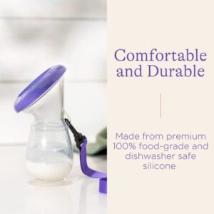 Lansinoh Silicone Breast Pump for Breastfeeding with Suction Base, 4 Ounces, Portable and Lightweight, Includes Neck Strap and Protective Lid, 1 Count